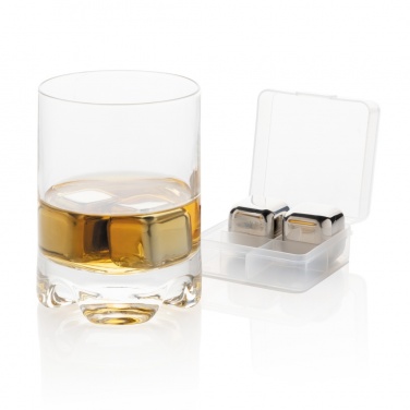 Logo trade advertising products image of: Re-usable stainless steel ice cubes 4pc