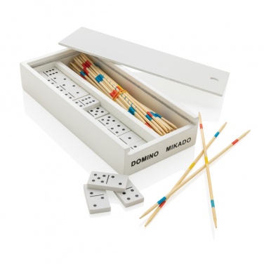 Logo trade promotional giveaway photo of: Deluxe mikado/domino in wooden box