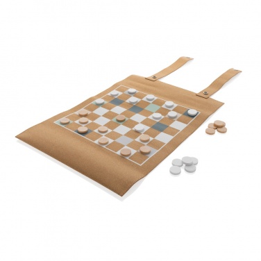 Logo trade promotional giveaways image of: Britton cork foldable backgammon and checkers game set