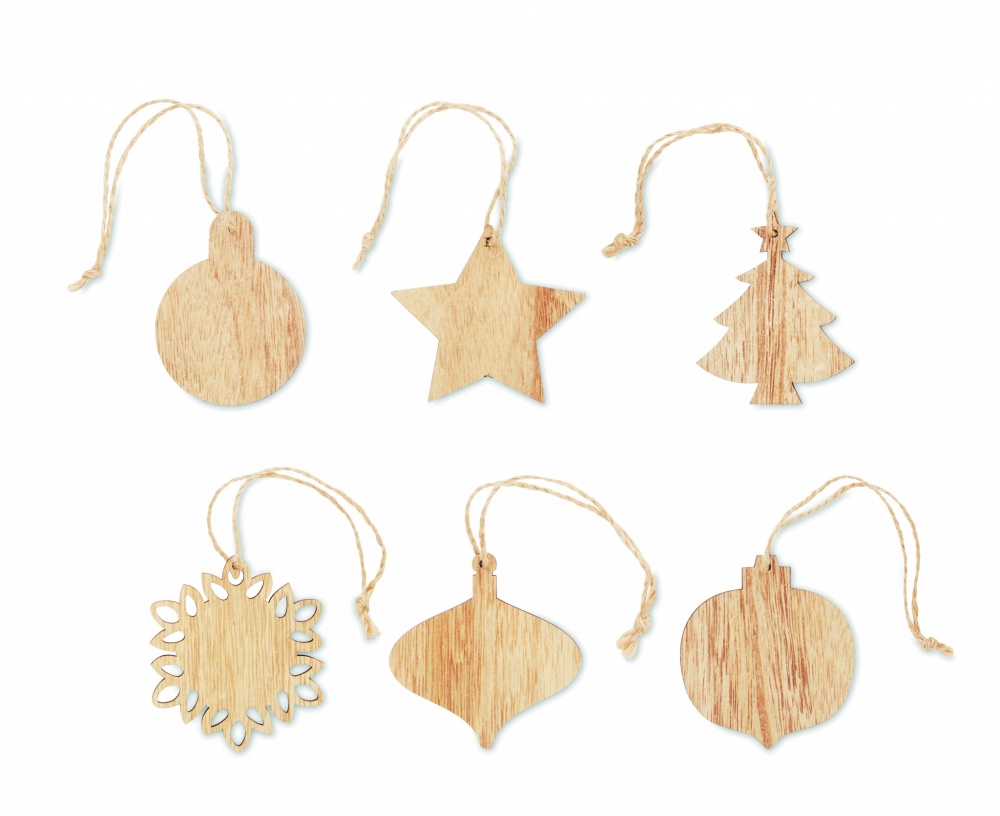 Logotrade promotional giveaway image of: Set of wooden Xmas ornaments