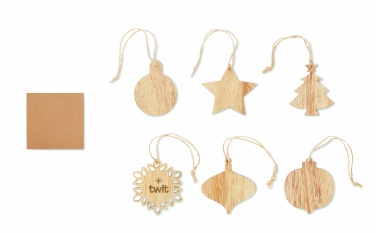 Logo trade promotional merchandise picture of: Set of wooden Xmas ornaments