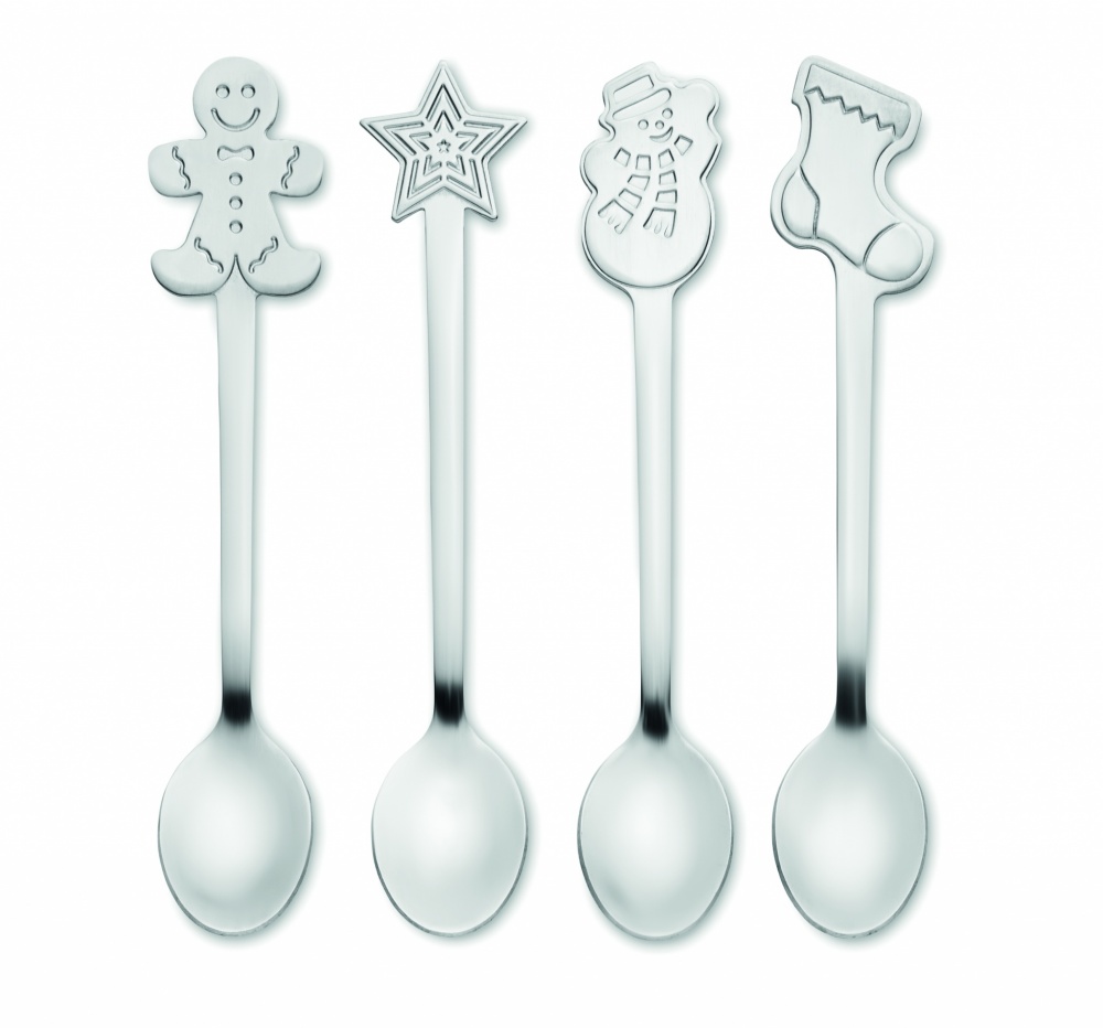 Logo trade promotional gifts picture of: Set of 4 Christmas tea spoon