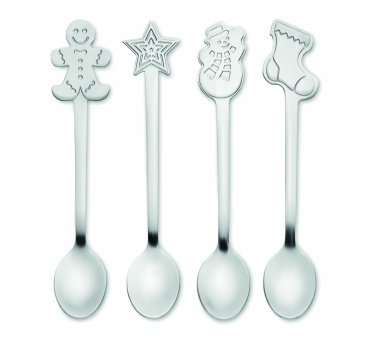 Logo trade corporate gifts image of: Set of 4 Christmas tea spoon