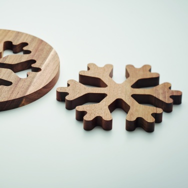 Logo trade business gift photo of: Acacia wooden pot holders set