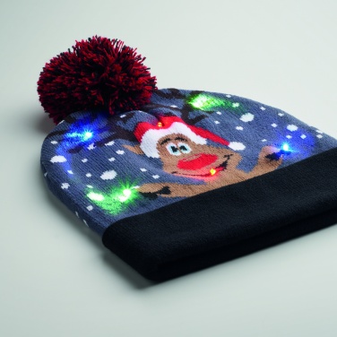 Logo trade business gift photo of: Christmas knitted beanie LED