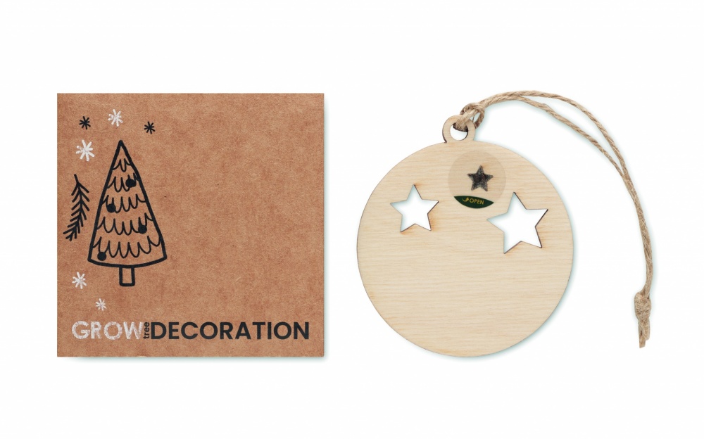 Logo trade promotional giveaways picture of: Wooden bauble shape hanger