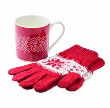 Logo trade promotional gifts image of: Winter gift mug and gloves set