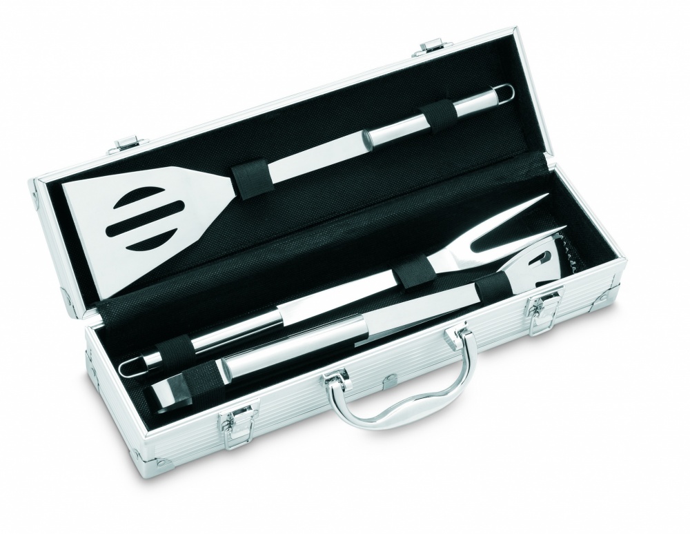 Logotrade promotional item picture of: 3 BBQ tools in aluminium case