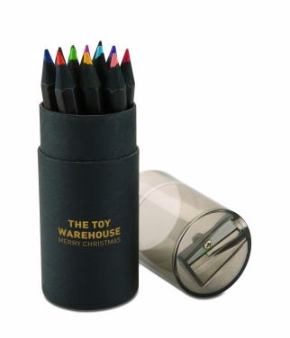 Logo trade promotional giveaways image of: Black colouring pencils