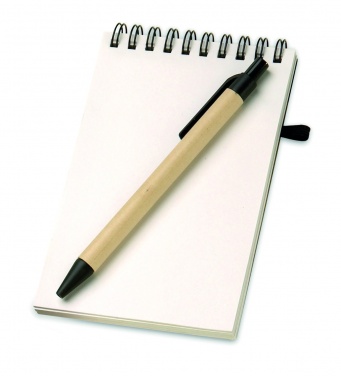 Logo trade promotional item photo of: A6 recycled notepad with pen