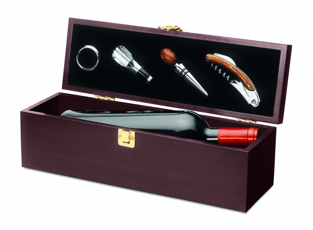 Logo trade promotional giveaways image of: Wine set in wine box