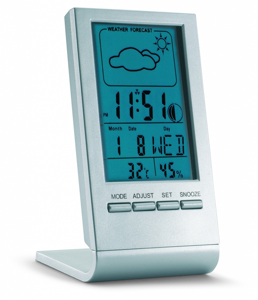 Logo trade corporate gifts image of: Weather station with blue LCD