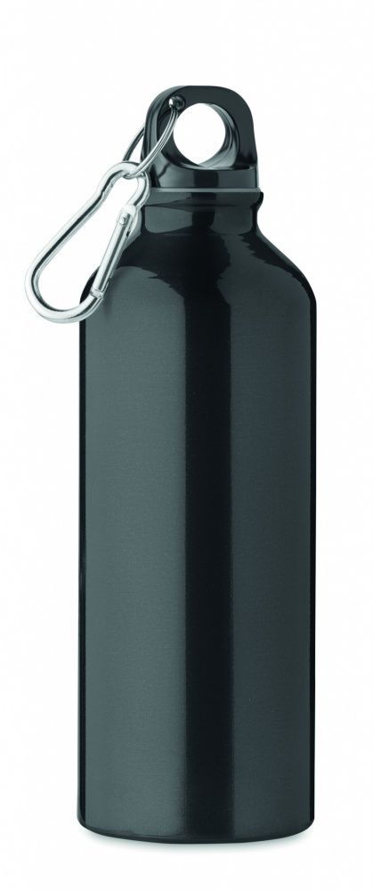 Logotrade promotional gift picture of: 500 ml single-walled water bottle made of recycled aluminum with a carabiner