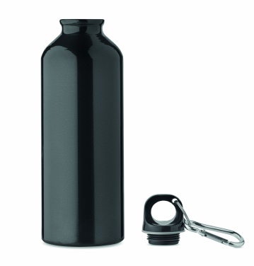 Logotrade promotional merchandise picture of: 500 ml single-walled water bottle made of recycled aluminum with a carabiner