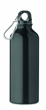 Logotrade corporate gift image of: 500 ml single-walled water bottle made of recycled aluminum with a carabiner