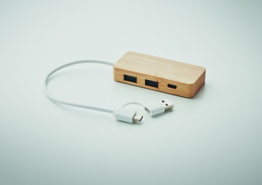 Logo trade promotional giveaway photo of: Bamboo USB 3 ports hub