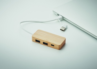 Logotrade promotional item picture of: Bamboo USB 3 ports hub