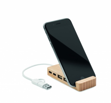 Logo trade advertising product photo of: Bamboo USB 4 ports hub