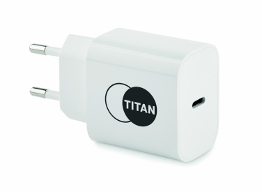 Logo trade promotional merchandise photo of: 20W 2 port USB charger EU plug