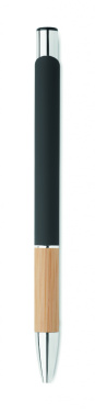 Logo trade business gift photo of: Ballpoint pen made of aluminum with a bamboo grip