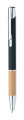 Ballpoint pen made of aluminum with a bamboo grip, Black