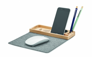 Logo trade business gifts image of: Wireless charger in bamboo 15W