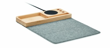 Logo trade corporate gifts picture of: Wireless charger in bamboo 15W