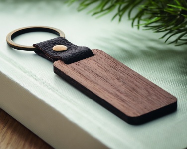 Logotrade business gift image of: Key ring in walnut and PU Kokkola