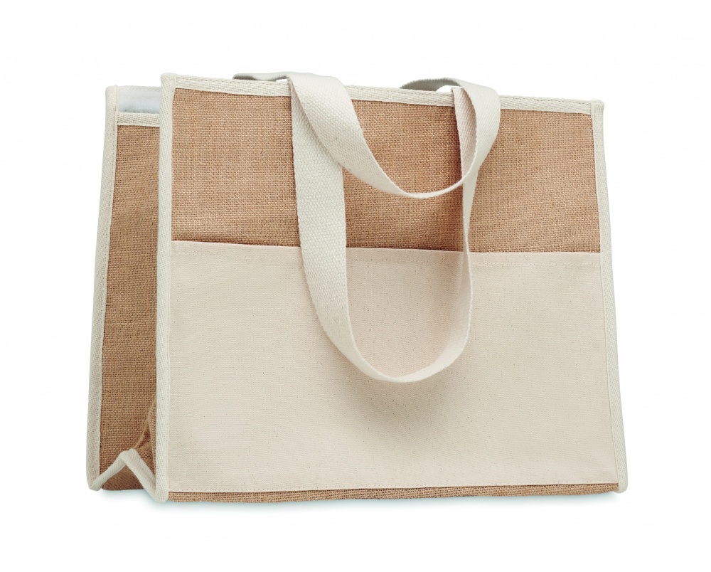 Logo trade corporate gifts image of: Jute and canvas cooler bag