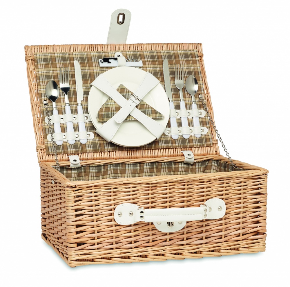 Logo trade promotional item photo of: Wicker picnic basket 2 people