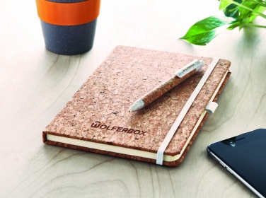 Logo trade promotional gift photo of: A5 cork notebook with pen