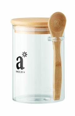 Logotrade promotional item image of: Glass jar with spoon 600 ml