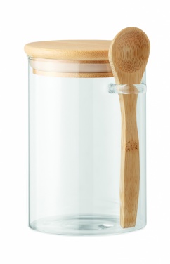 Logo trade promotional merchandise image of: Glass jar with spoon 600 ml