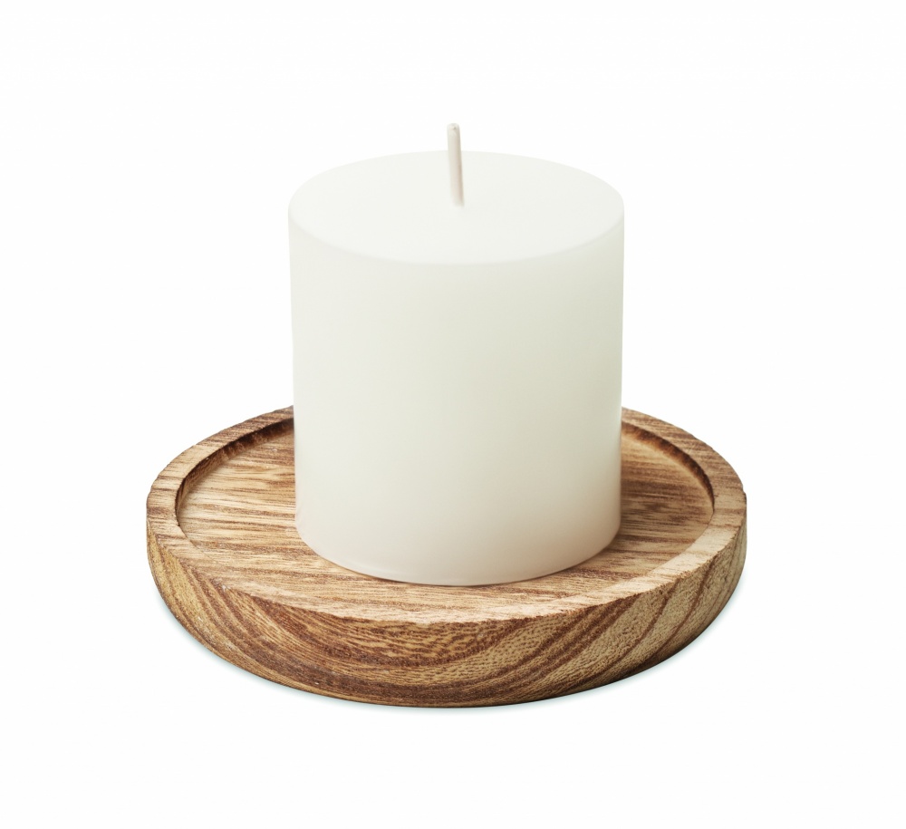 Logo trade promotional products picture of: Candle on round wooden base