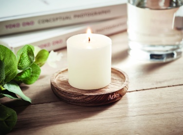 Logo trade promotional products picture of: Candle on round wooden base