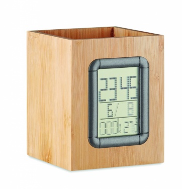 Logotrade promotional product image of: Bamboo pen holder and LCD clock