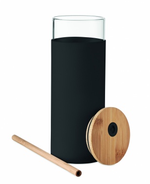 Logotrade promotional item image of: Glass tumbler 450ml bamboo lid