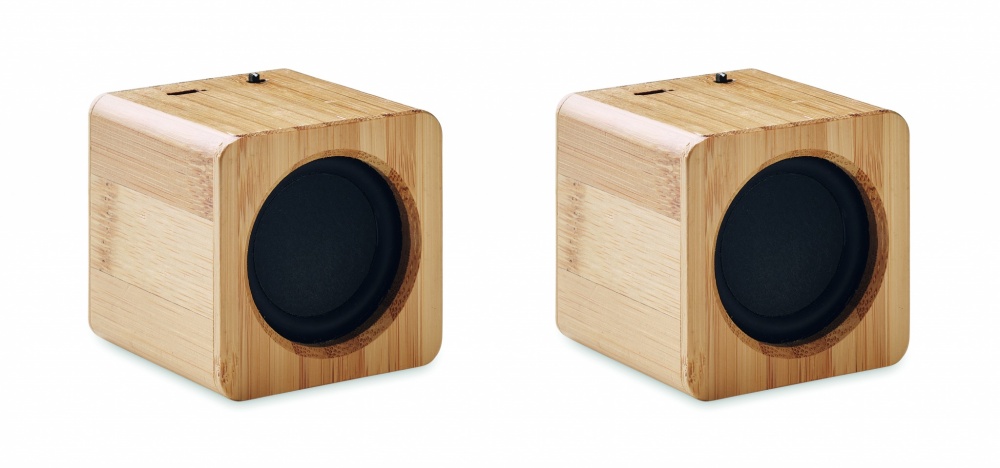 Logo trade promotional products picture of: Set of Bamboo wireless speaker