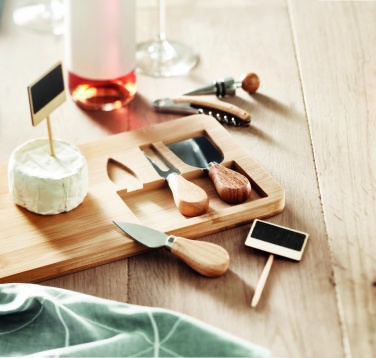 Logotrade promotional gift picture of: Bamboo Cheese board set Leipzig