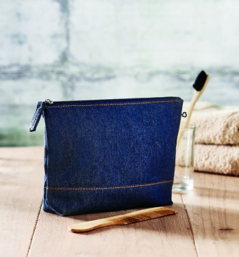 Logo trade promotional items picture of: Recycled denim cosmetic pouch