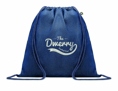 Logo trade promotional merchandise photo of: Recycled denim drawstring bag