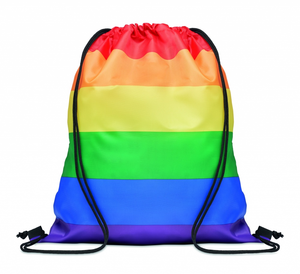 Logo trade corporate gift photo of: Rainbow RPET drawstring bag