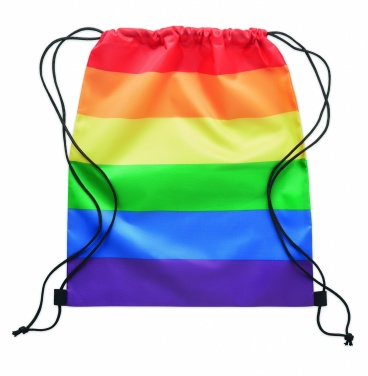 Logo trade business gifts image of: Rainbow RPET drawstring bag