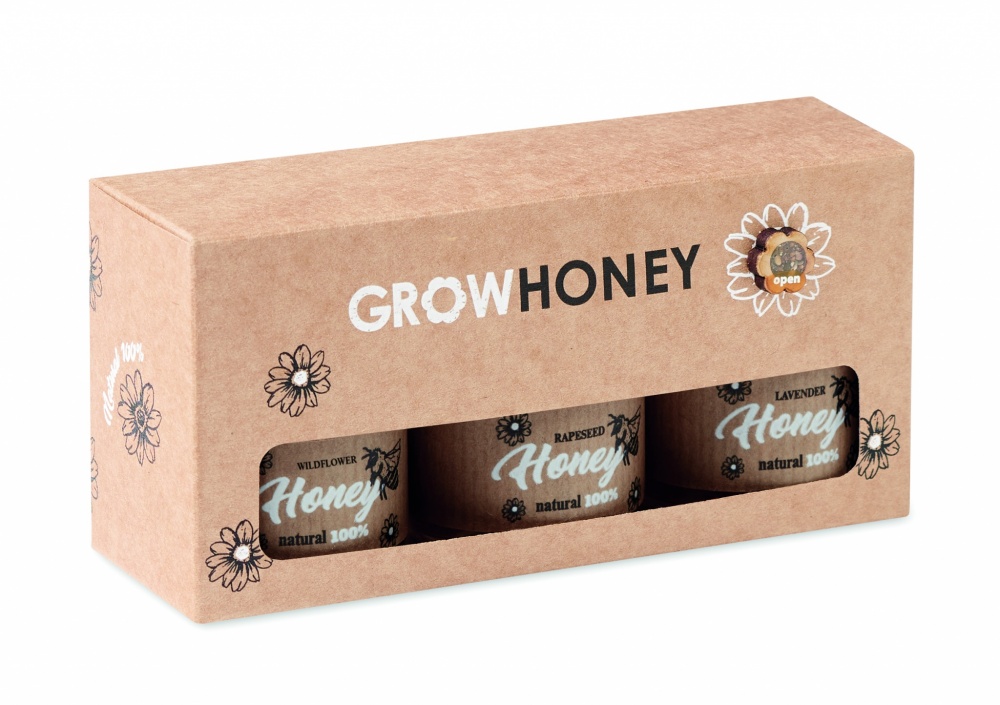 Logo trade business gifts image of: Set of 3 wildflower honey