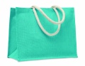 Jute bag with cotton handle, Turquoise