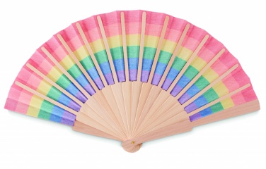 Logo trade promotional product photo of: Rainbow wooden hand fan