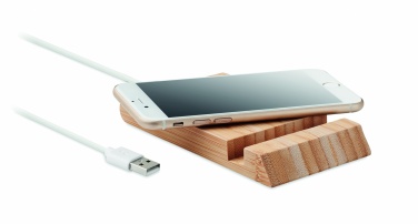 Logo trade promotional products image of: Bamboo wireless charger  10W ODOS