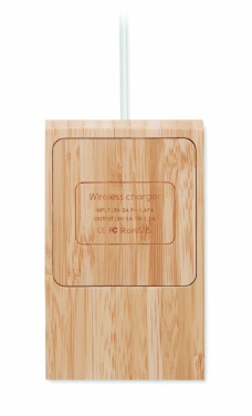 Logo trade promotional item photo of: Bamboo wireless charger  10W ODOS