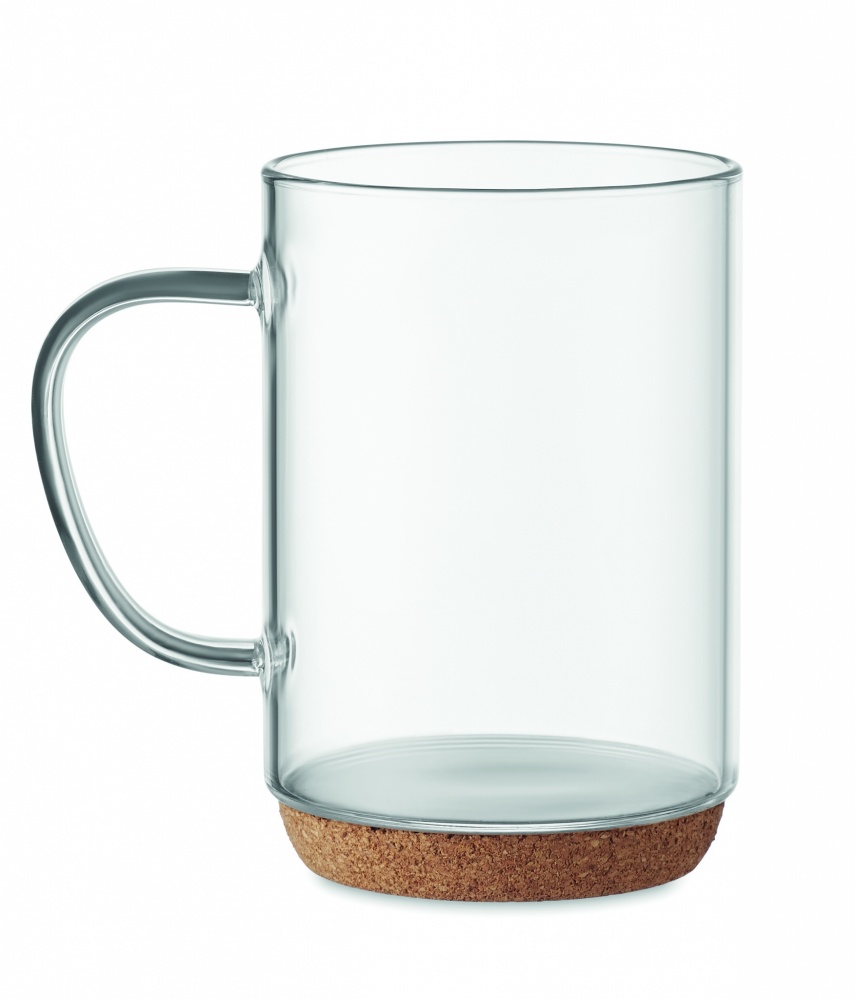 Logo trade corporate gifts picture of: Glass mug 400ml with cork base