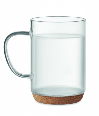 Logo trade corporate gift photo of: Glass mug 400ml with cork base